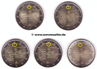 5x 2 Euro Gedenkmünze Deutschland 2025 - 35 J. Dt. Einheit